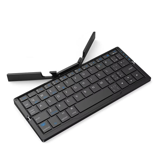 Portable Wireless Folding Keyboard for Ipad Iphone Mac with Phone Holder Rechargeable Ultra-Thin Wireless Bluetooth Keyboard